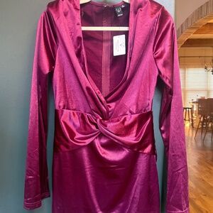 Burgundy velvet cocktail dress